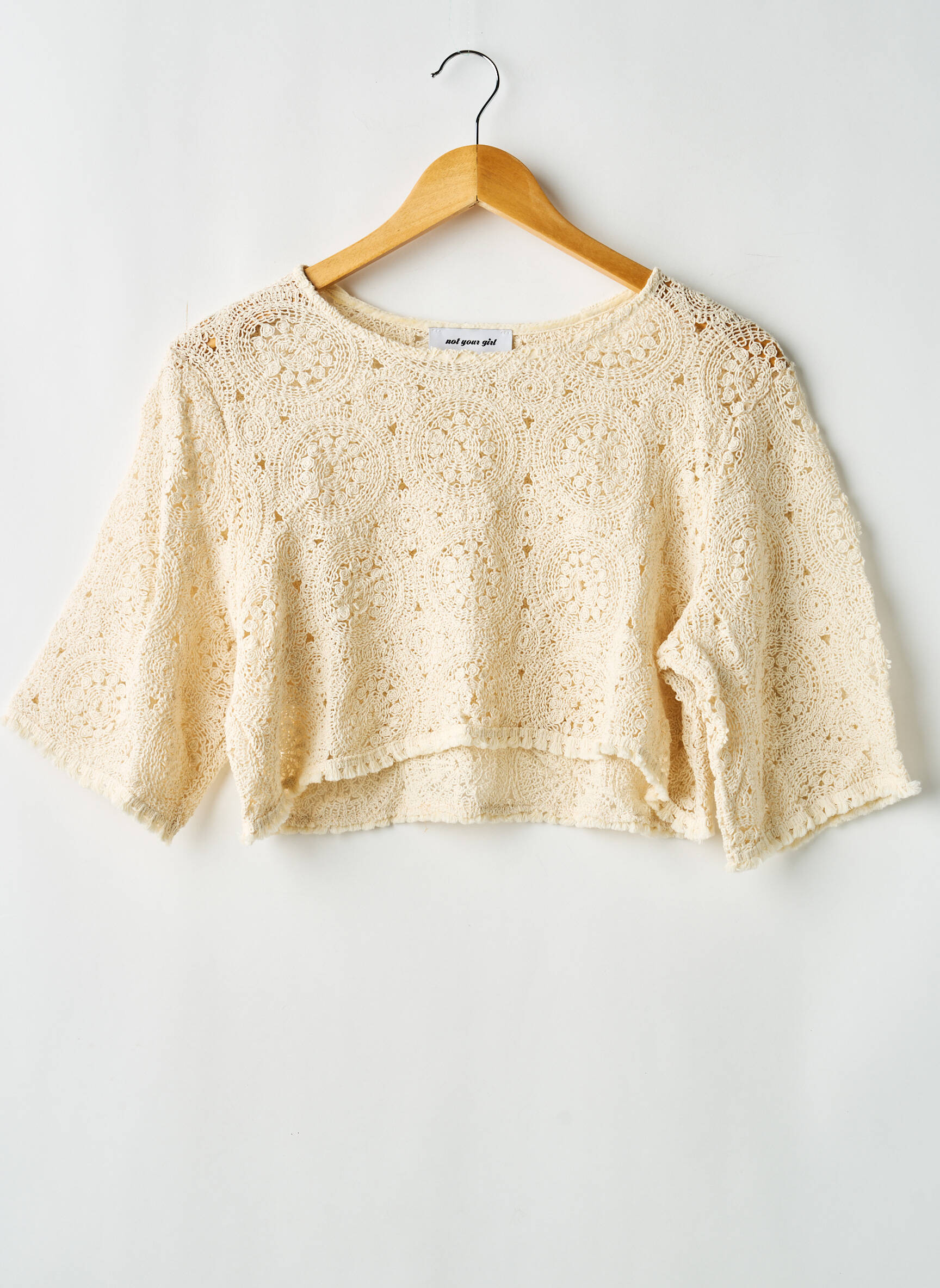 Top col rond manches 3/4 beige NOT YOUR GIRL femme