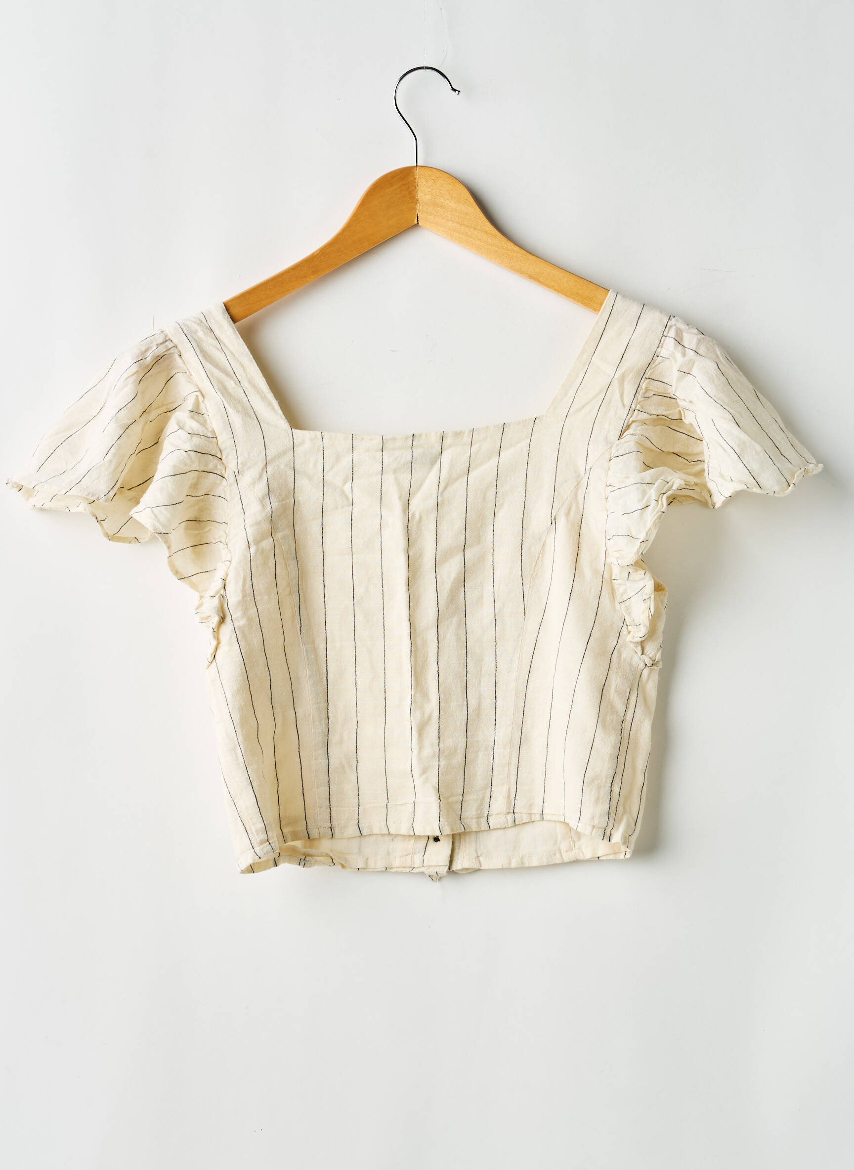 Top col carré manches courtes beige ZARA femme
