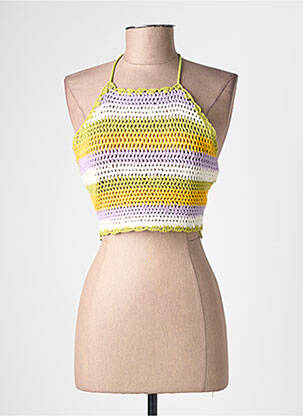 Top col carré sans manche jaune ZARA femme