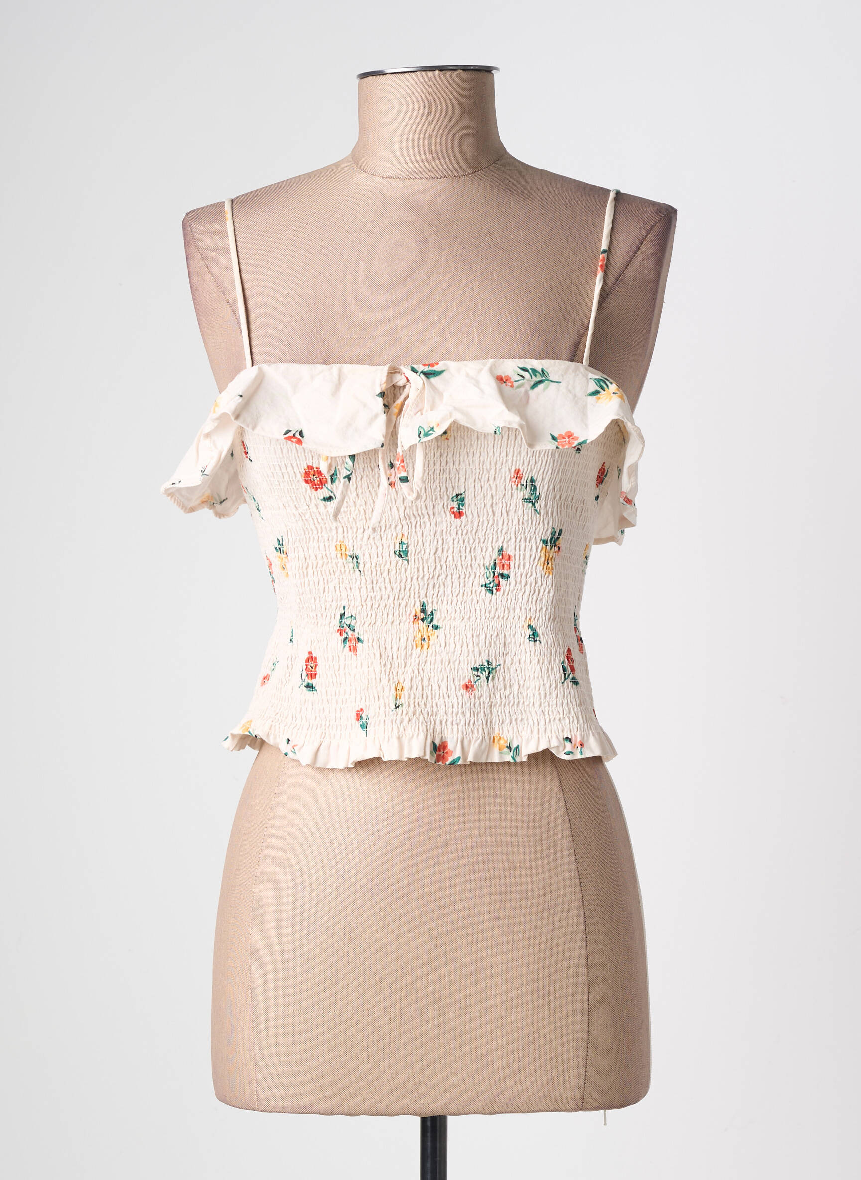 Top col carré sans manche beige ZARA femme