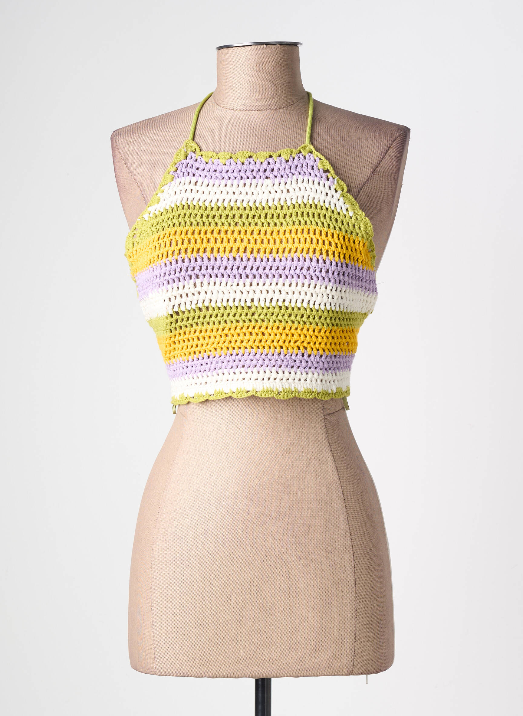 Top col carré sans manche jaune ZARA femme