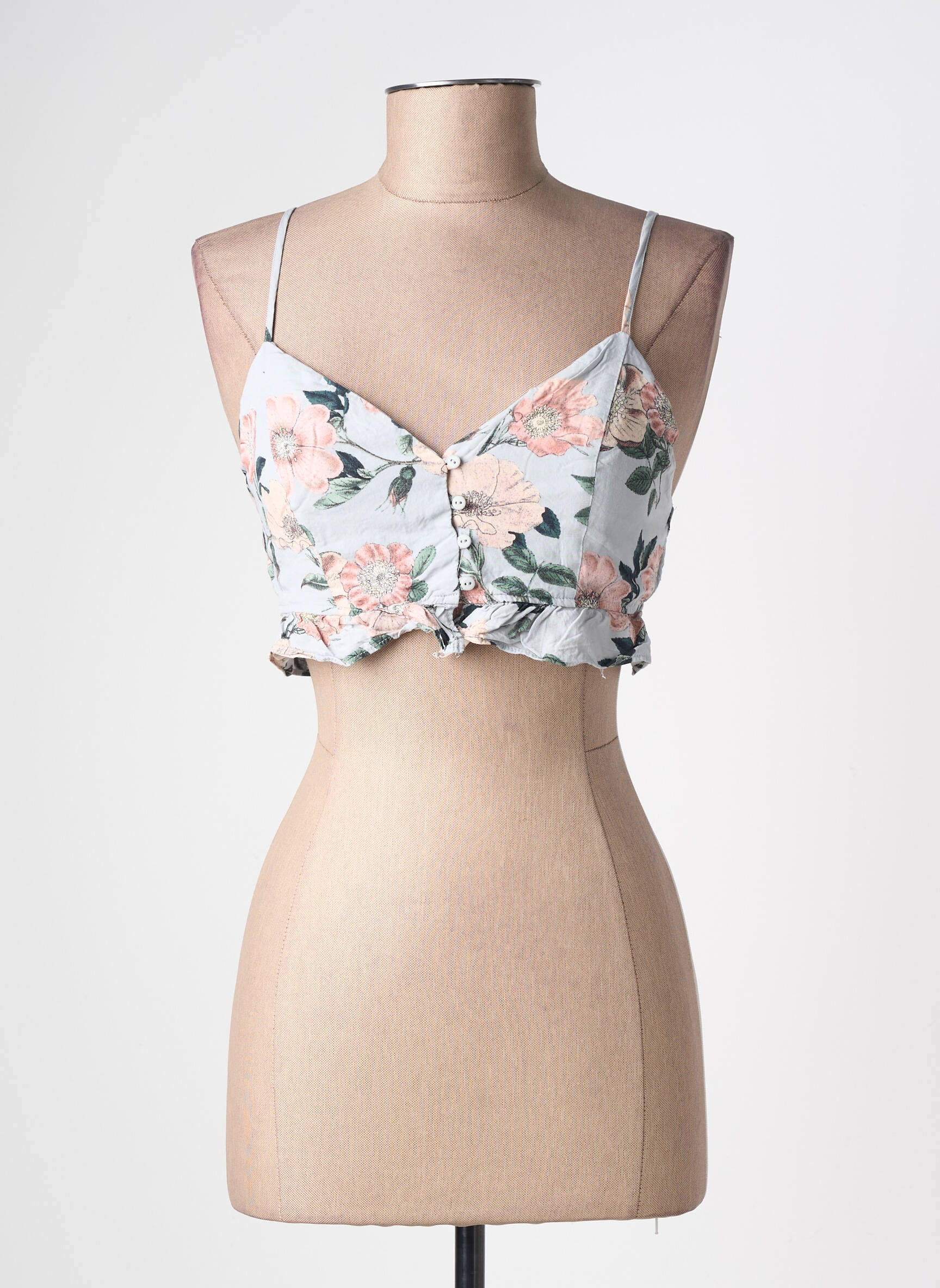 Top manches bretelles ajustables fines bretelles bleu PULL & BEAR femme