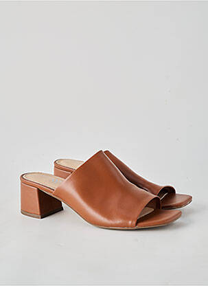 Mules/sabots matière lisse talon de 4 à 6cm marron VANESSA WU femme