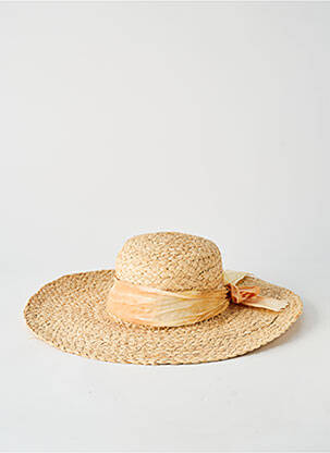 Chapeau broderie ruban beige SANS MARQUE femme