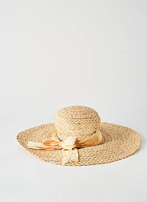 Chapeau broderie ruban beige SANS MARQUE femme