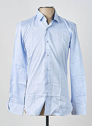 Chemise manches longues poignets boutonnés bleu ASHTON homme