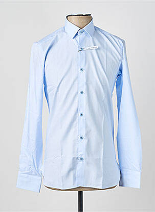 Chemise manches longues poignets boutonnés bleu ASHTON homme