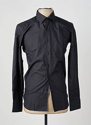 Chemise manches longues poignets boutonnés noir ASHTON homme