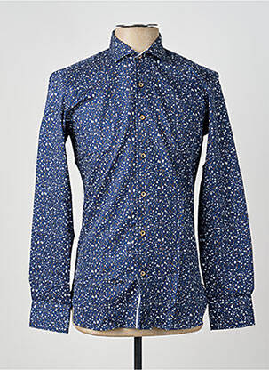 Chemise manches longues poignets boutonnés bleu ASHTON homme