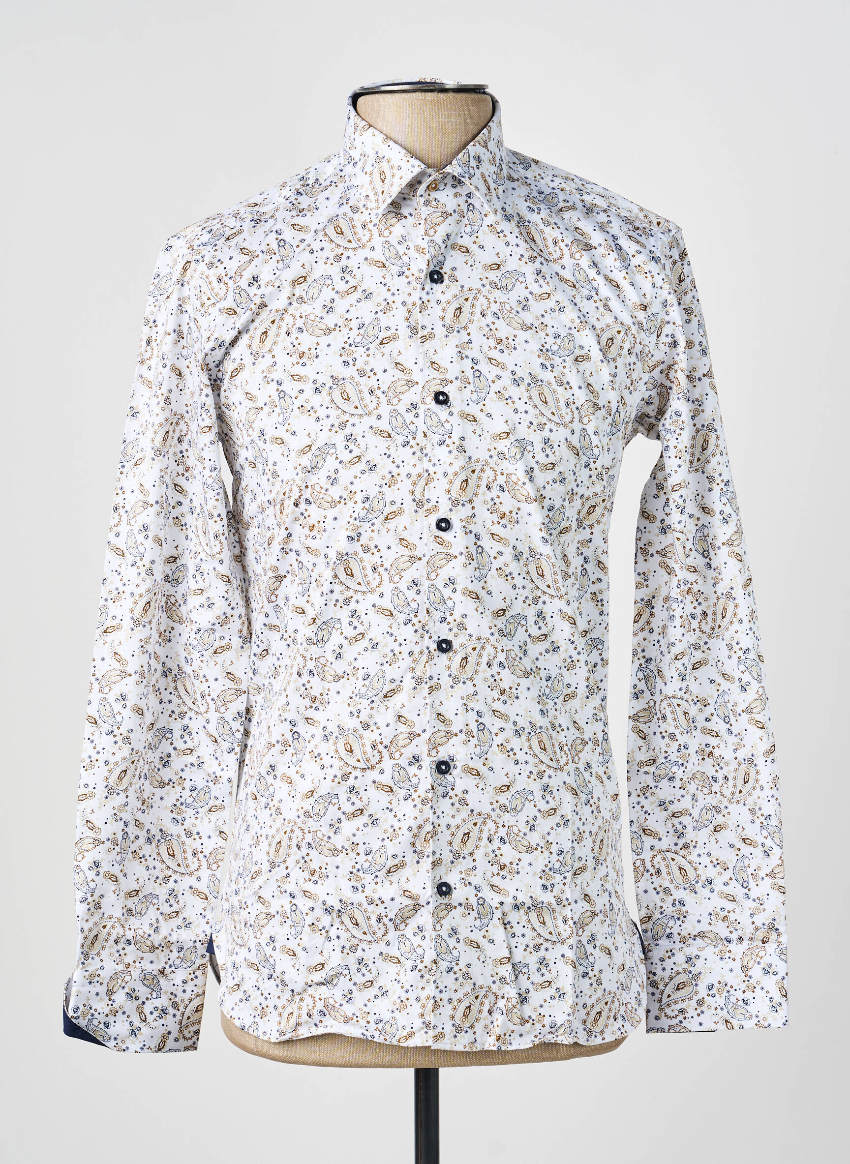 Chemise manches longues poignets boutonnés beige ASHTON homme