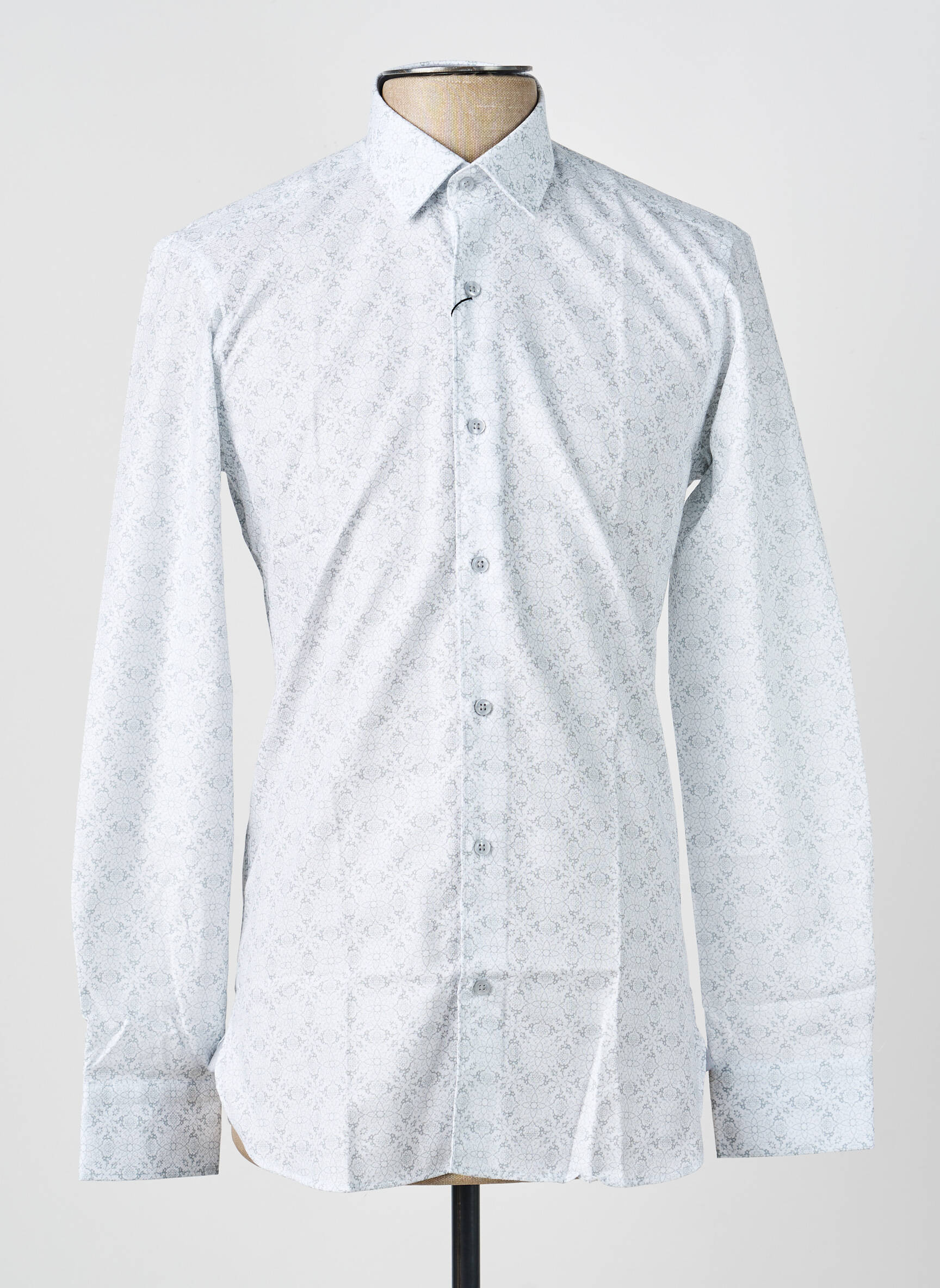 Chemise manches longues poignets boutonnés gris ASHTON homme