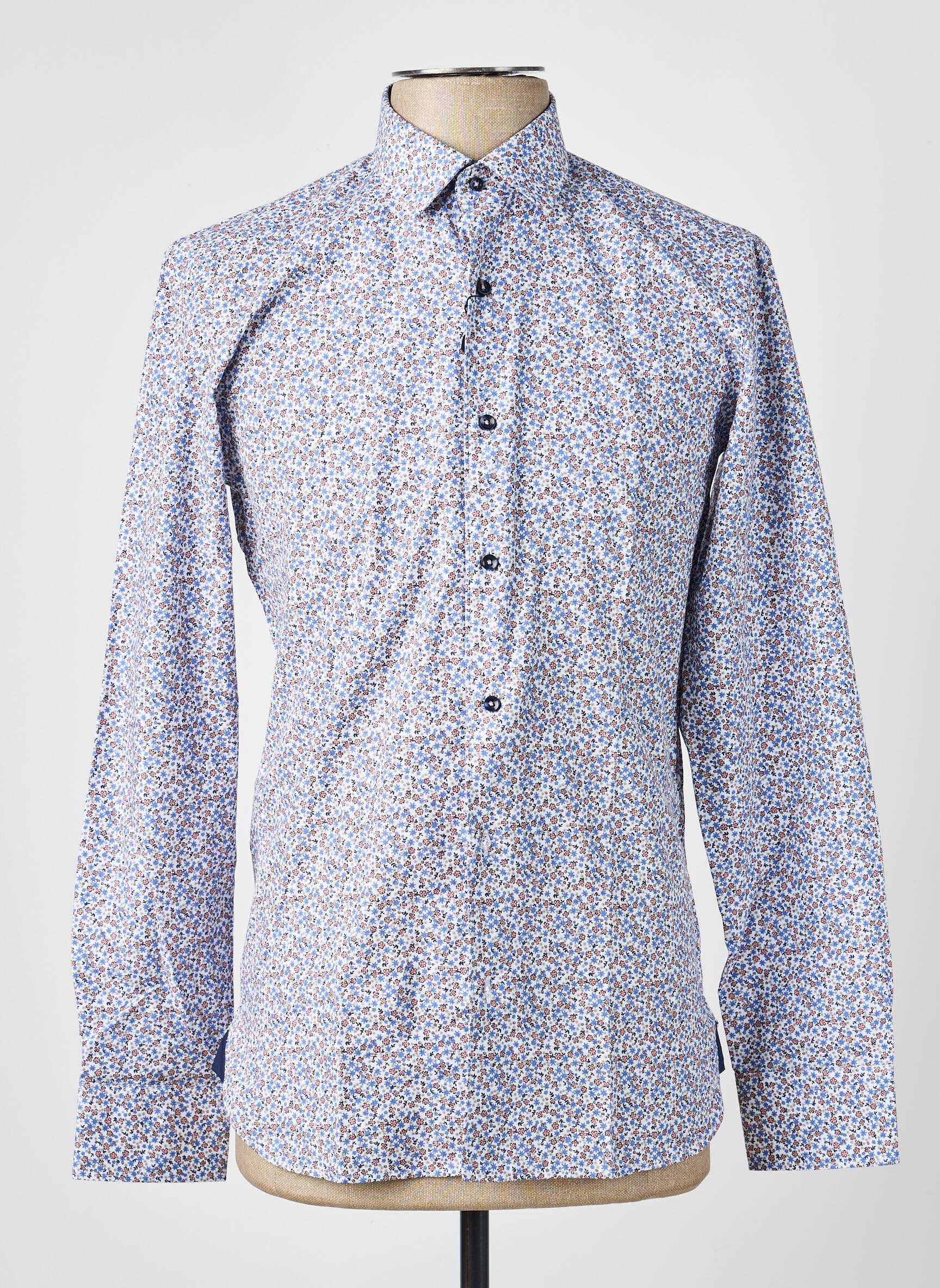 Chemise manches longues poignets boutonnés bleu ASHTON homme