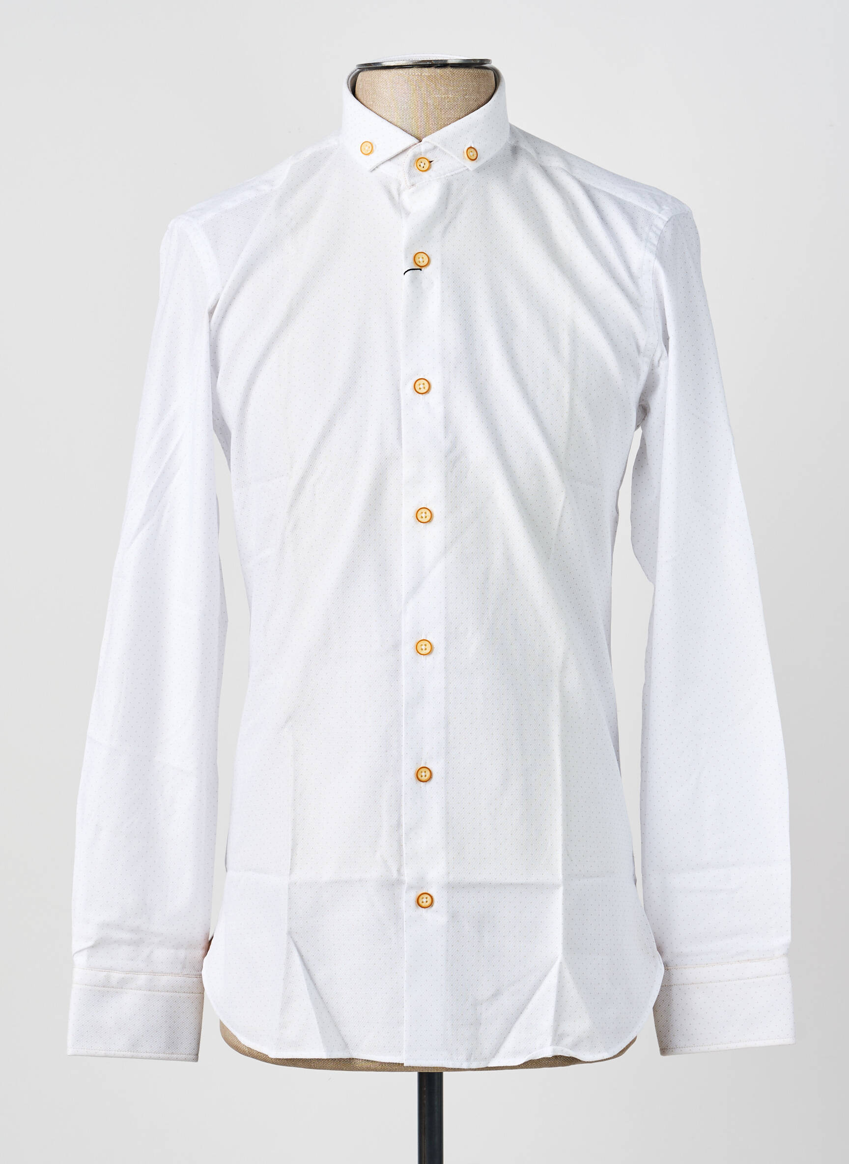 Chemise manches longues poignets boutonnés blanc ASHTON homme