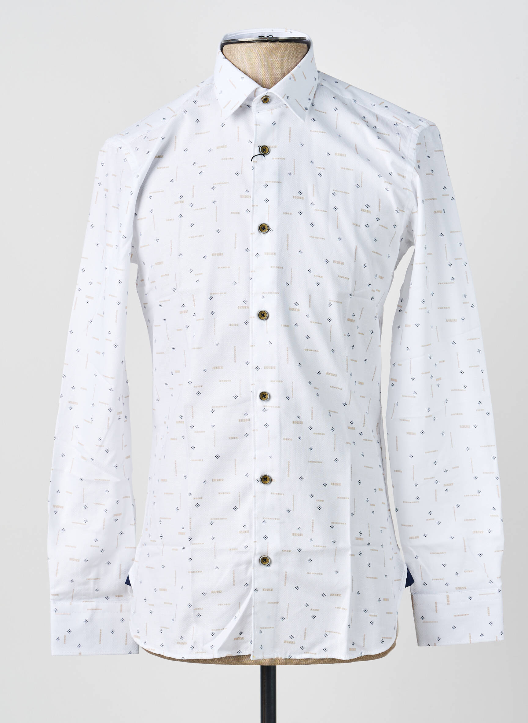 Chemise manches longues imprimé fantaisie blanc ASHTON homme