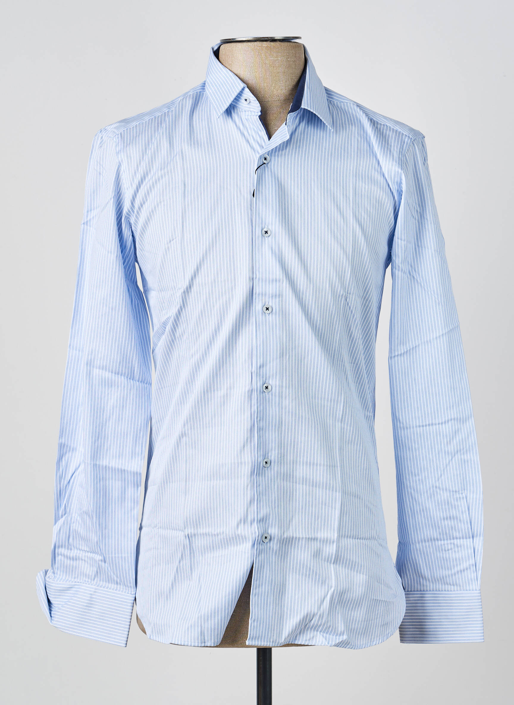 Chemise manches longues poignets boutonnés bleu ASHTON homme