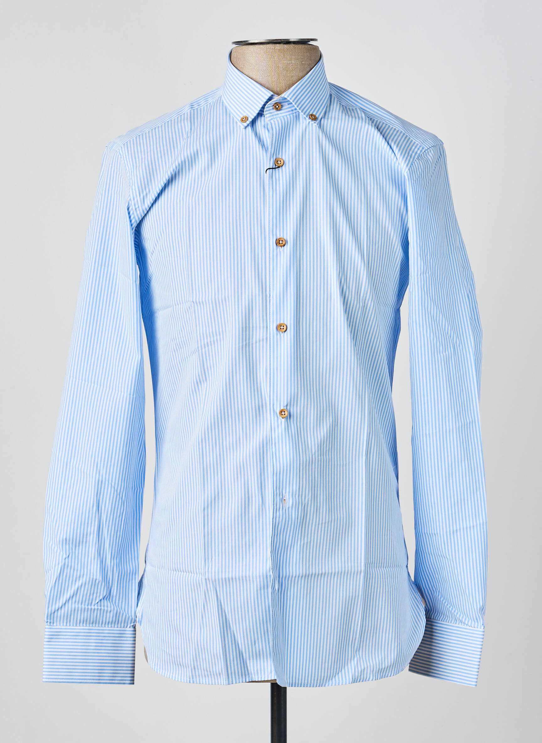 Chemise manches longues poignets boutonnés bleu ASHTON homme