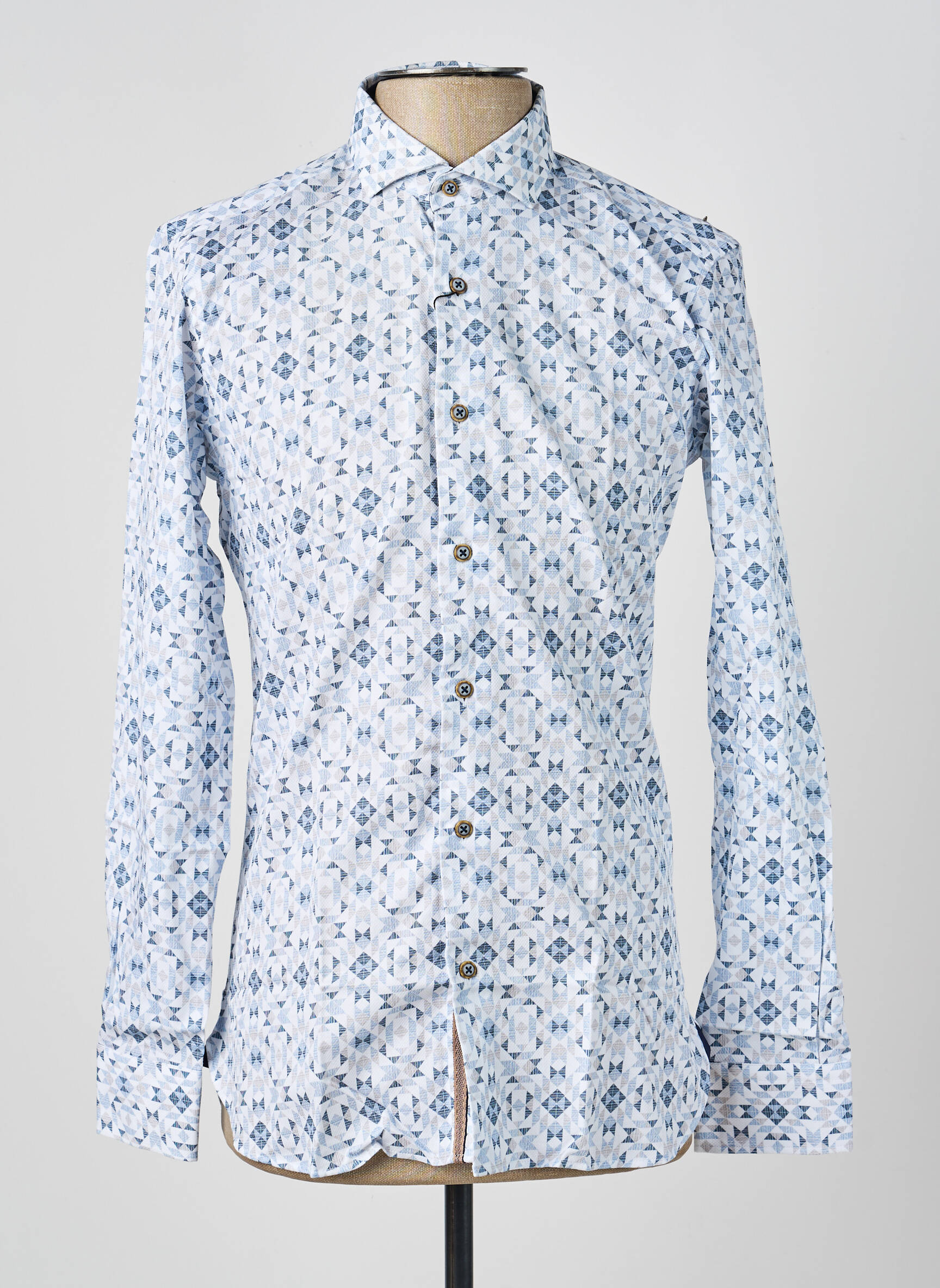 Chemise manches longues poignets boutonnés bleu ASHTON homme