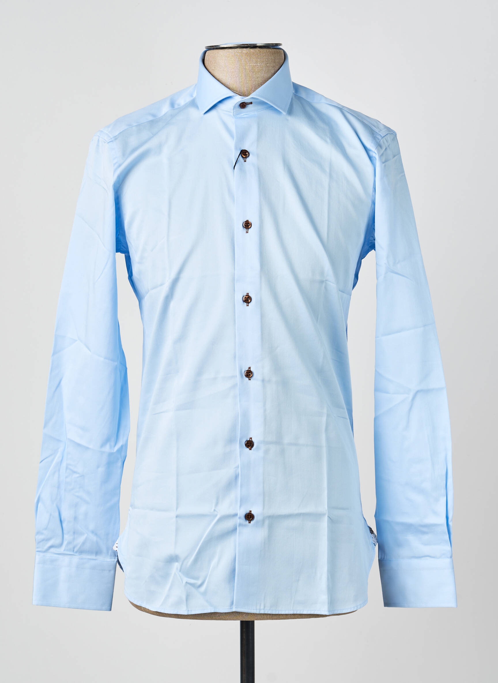 Chemise manches longues poignets boutonnés bleu ASHTON homme