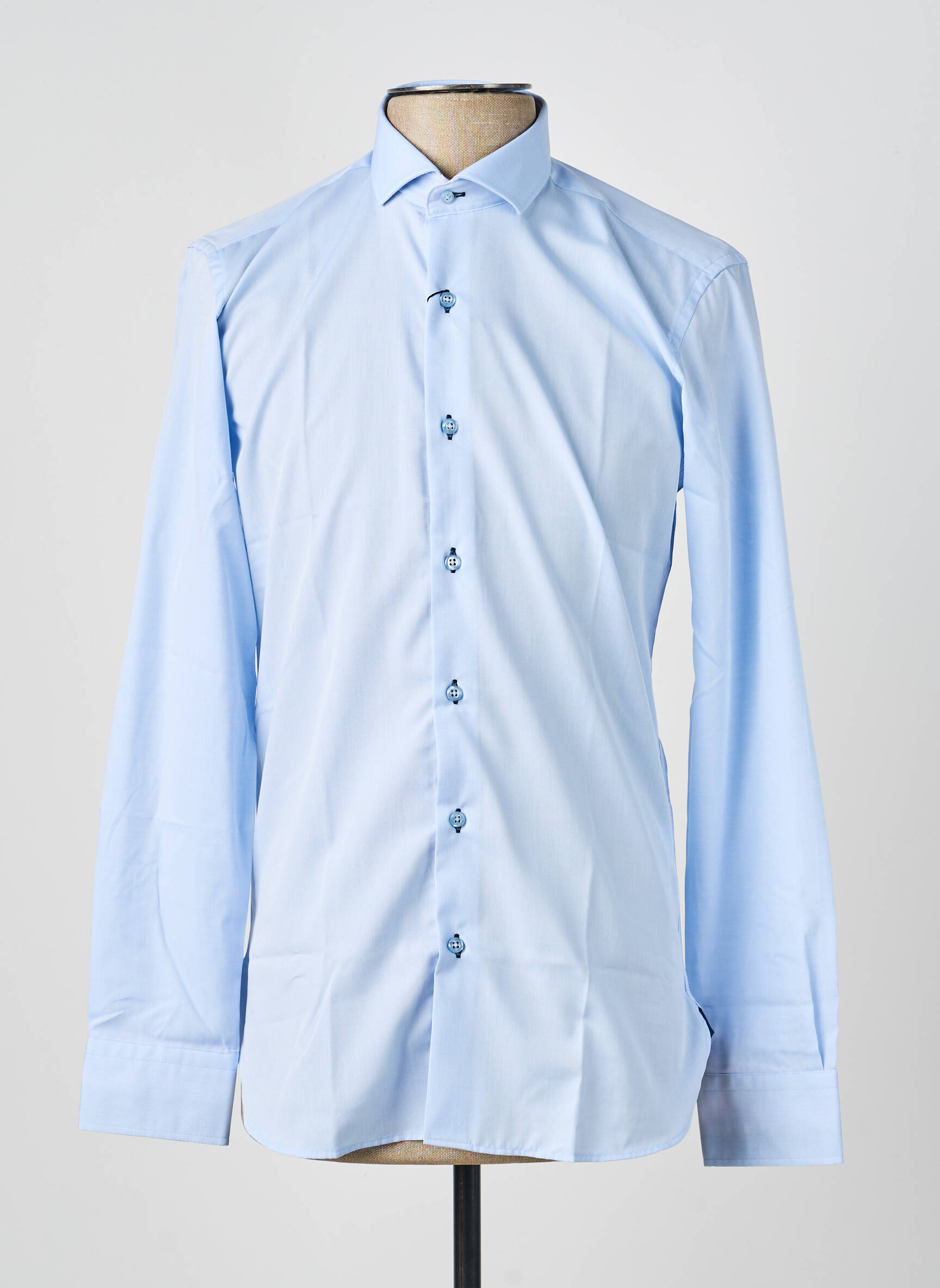 Chemise manches longues poignets boutonnés bleu ASHTON homme