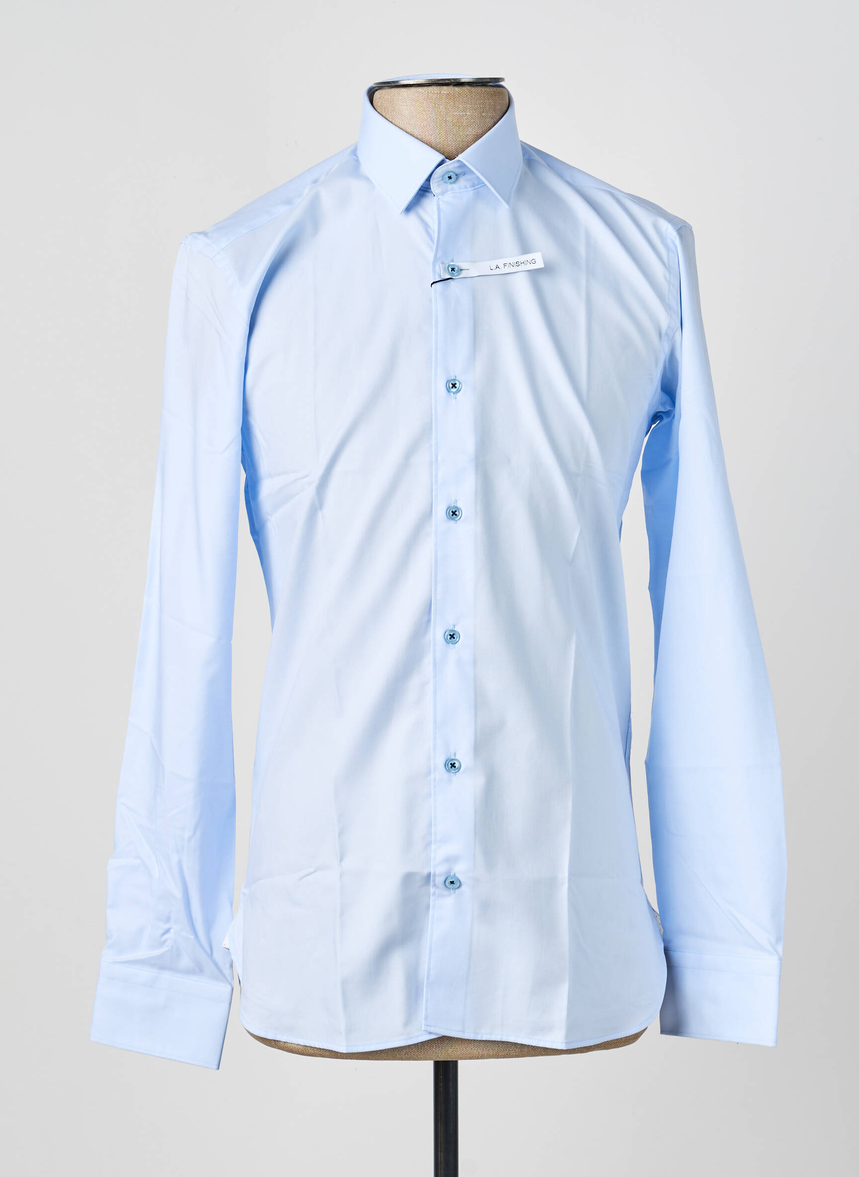 Chemise manches longues poignets boutonnés bleu ASHTON homme
