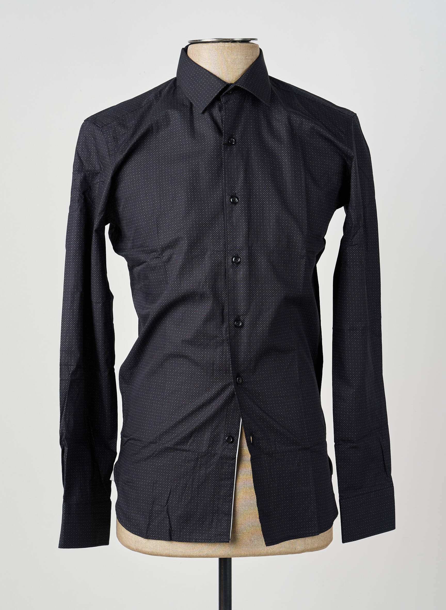Chemise manches longues poignets boutonnés noir ASHTON homme