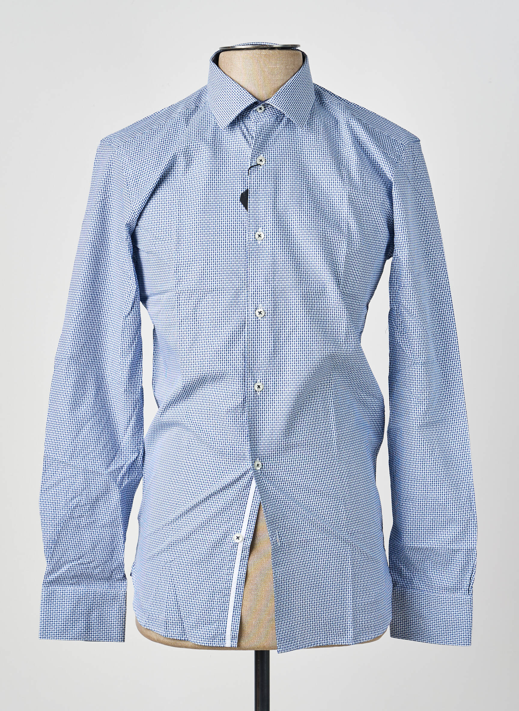 Chemise manches longues poignets boutonnés bleu ASHTON homme