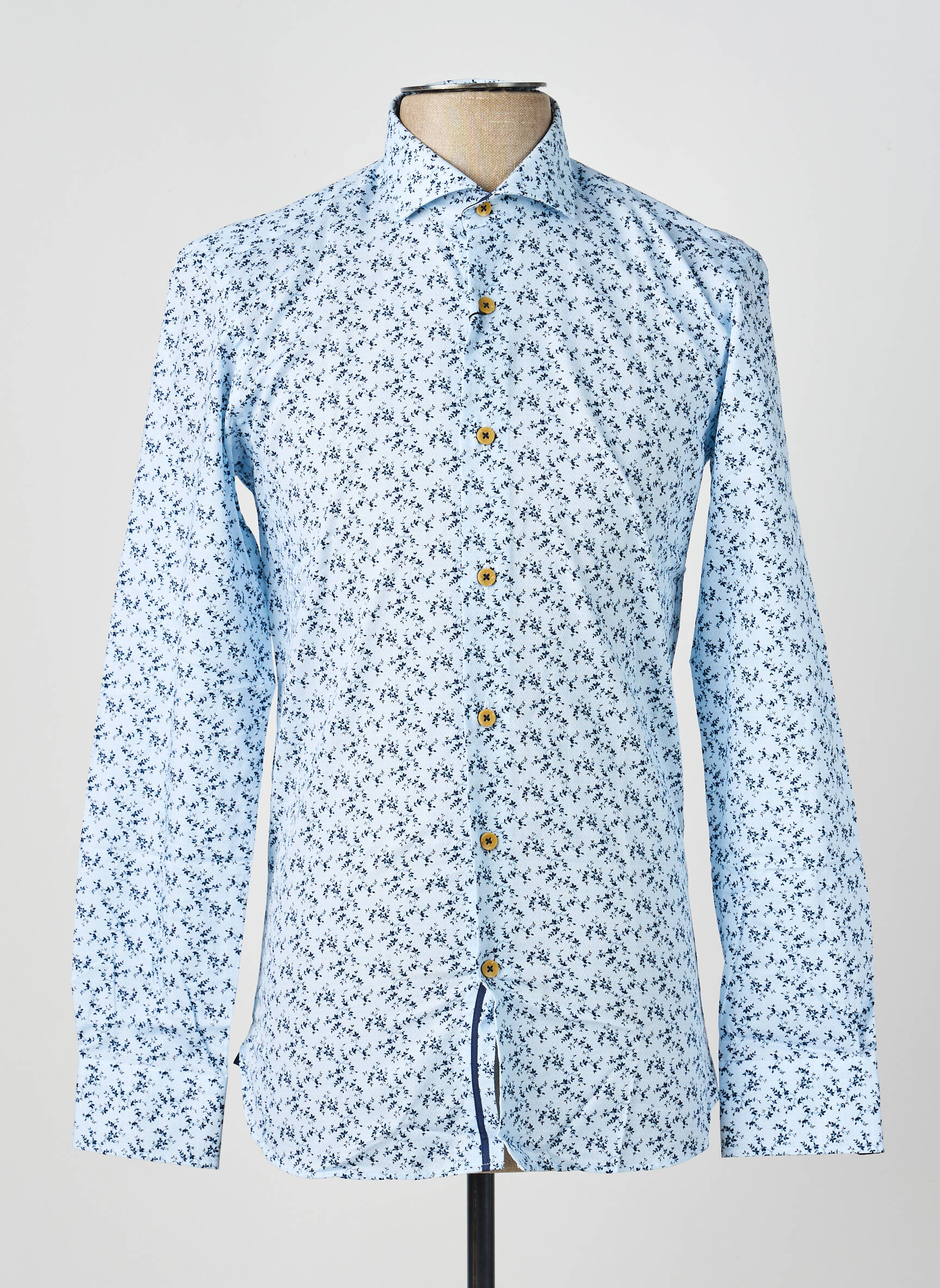 Chemise manches longues imprimé fantaisie bleu ASHTON homme