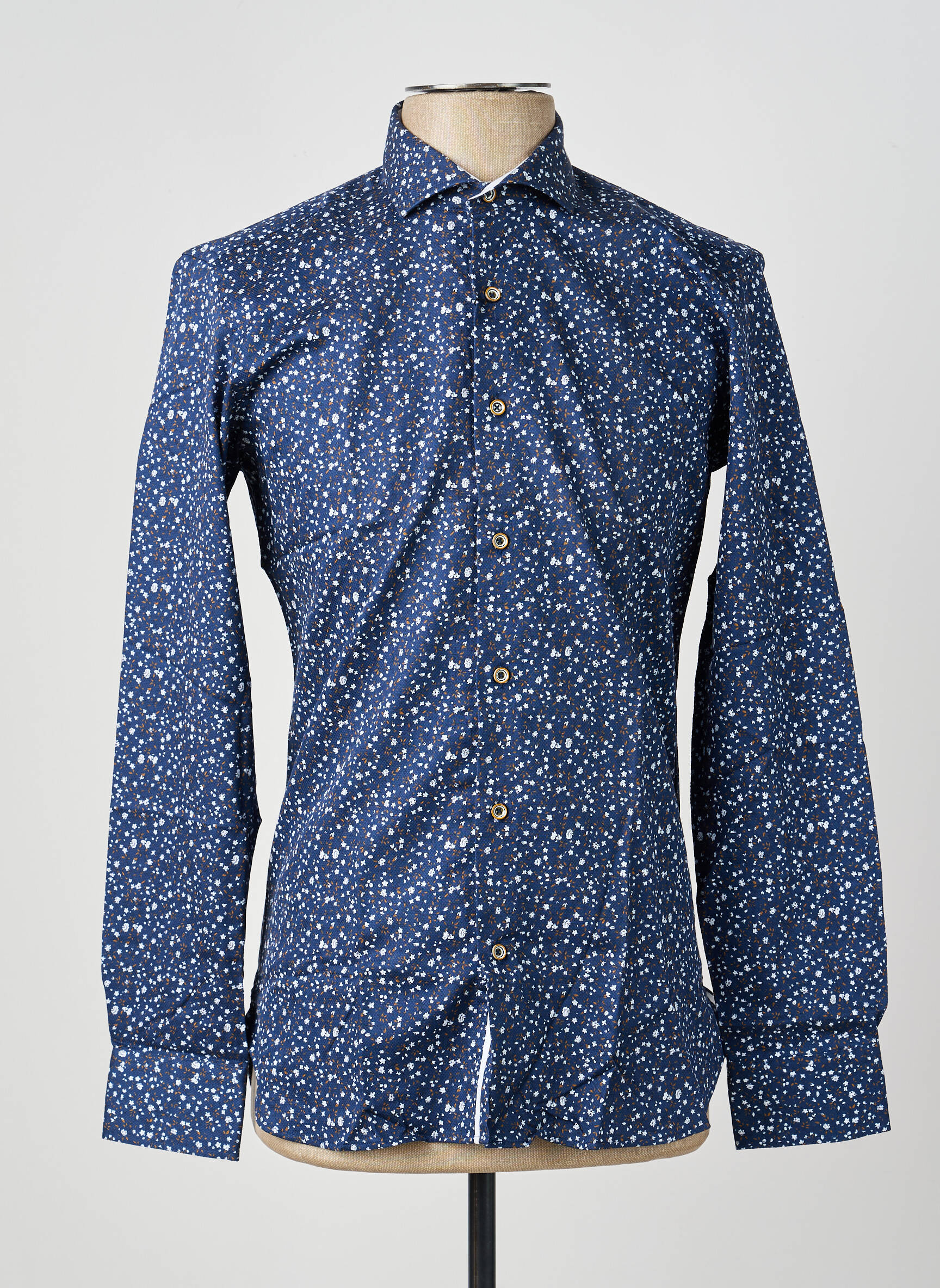 Chemise manches longues poignets boutonnés bleu ASHTON homme