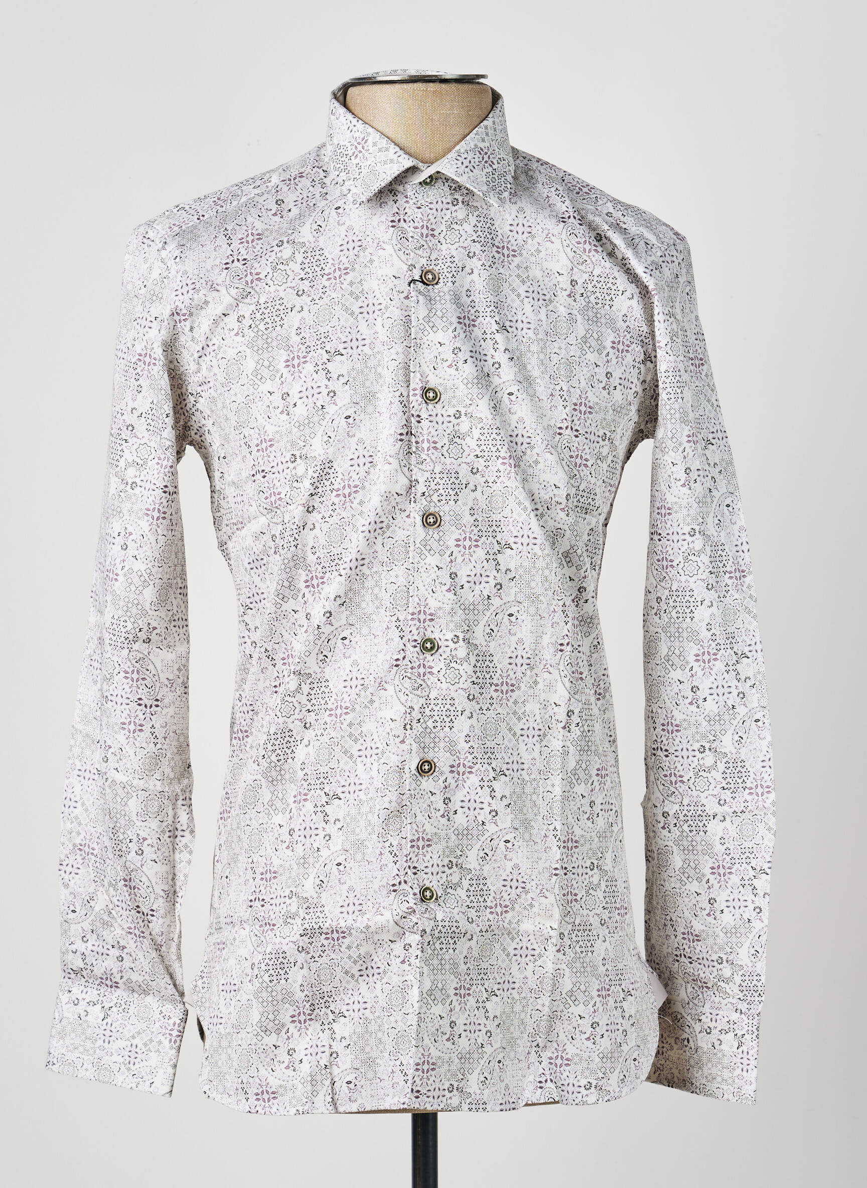 Chemise manches longues imprimé fantaisie beige ASHTON homme