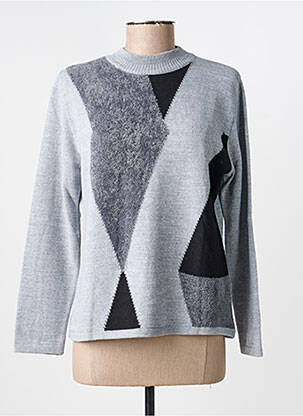 Pull tissage chiné manches longues gris I.ODENA femme