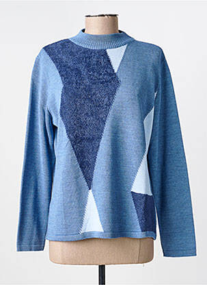 Pull tissage chiné manches longues bleu I.ODENA femme