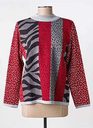 Pull coupe cintrée manches longues rouge I.ODENA femme