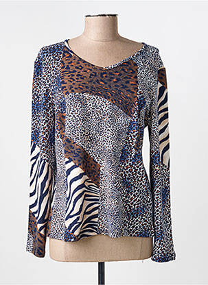 Top stretch manches longues bleu FRANCE RIVOIRE femme