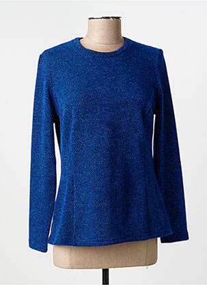 Pull coupe cintrée manches longues bleu FRANCE RIVOIRE femme