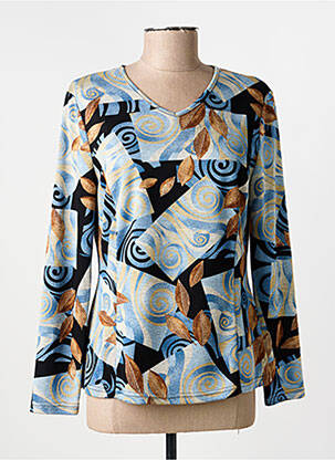 Top stretch manches longues bleu FRANCE RIVOIRE femme