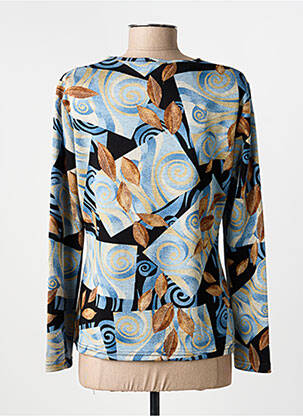 Top stretch manches longues bleu FRANCE RIVOIRE femme