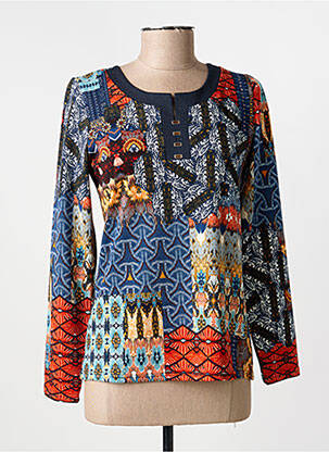 Top stretch manches longues bleu GEVANA femme