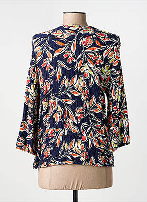 Chemisier coupe cintrée manches longues bleu FRANCE RIVOIRE femme