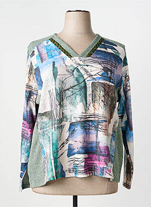 Pull tissage chiné manches longues vert NAYAT femme
