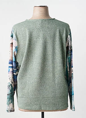 Pull tissage chiné manches longues vert NAYAT femme