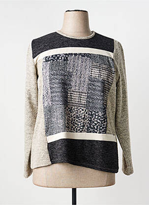 Pull tissage chiné manches longues beige NAYAT femme