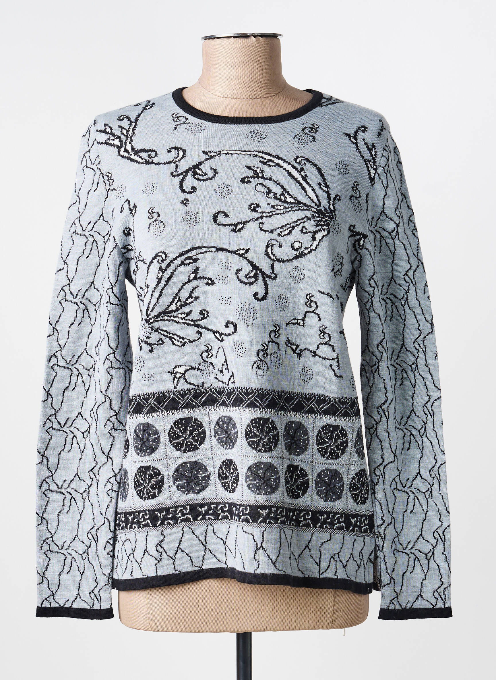Pull coupe cintrée manches longues gris FRANCE RIVOIRE femme