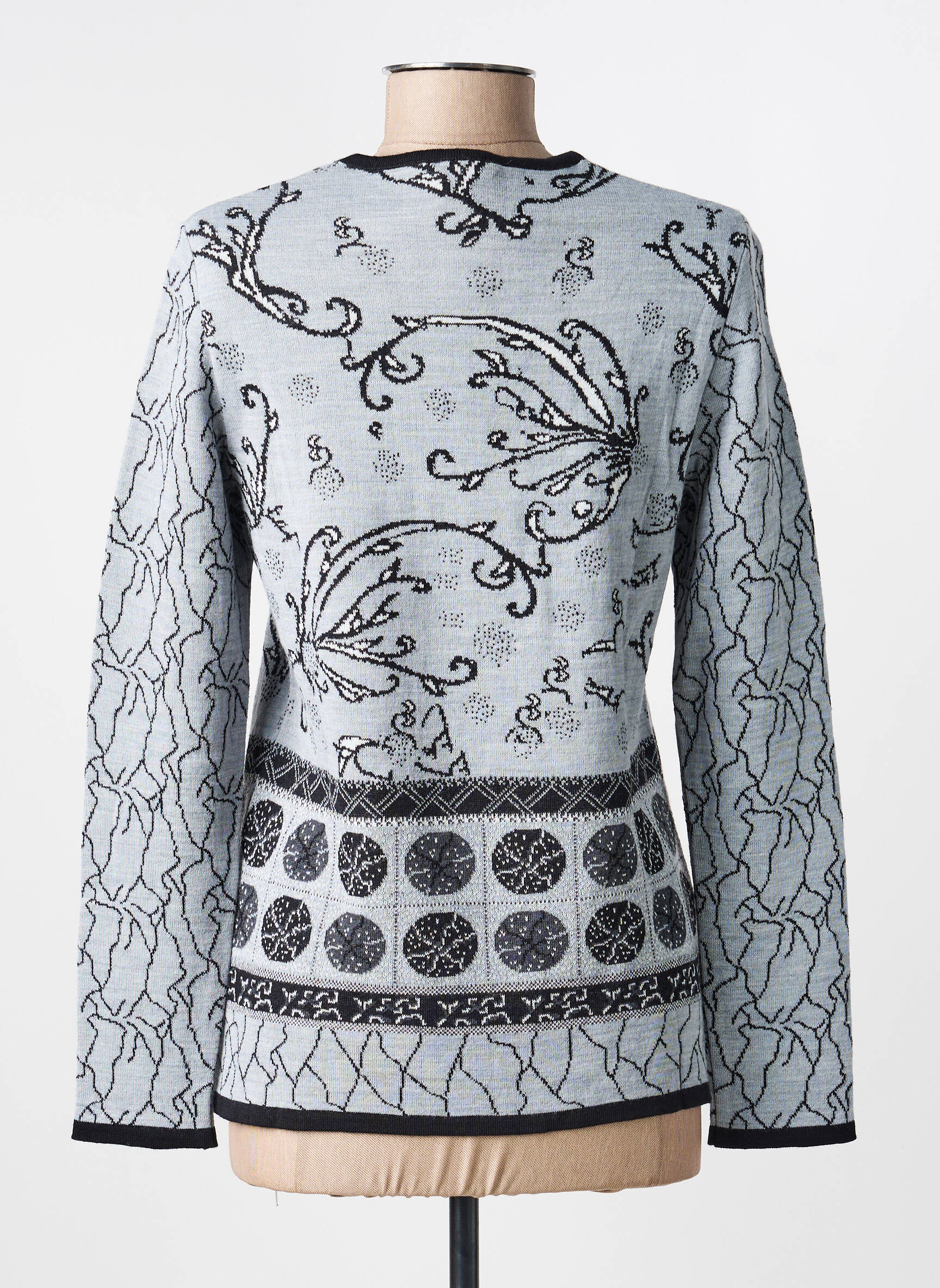 Pull coupe cintrée manches longues gris FRANCE RIVOIRE femme
