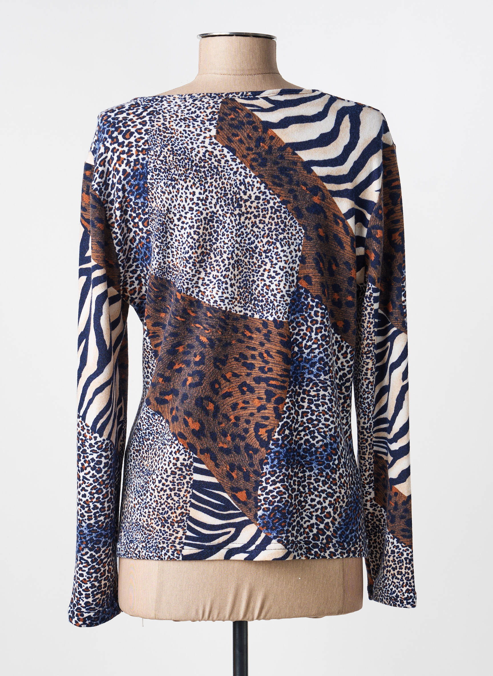 Top stretch manches longues bleu FRANCE RIVOIRE femme