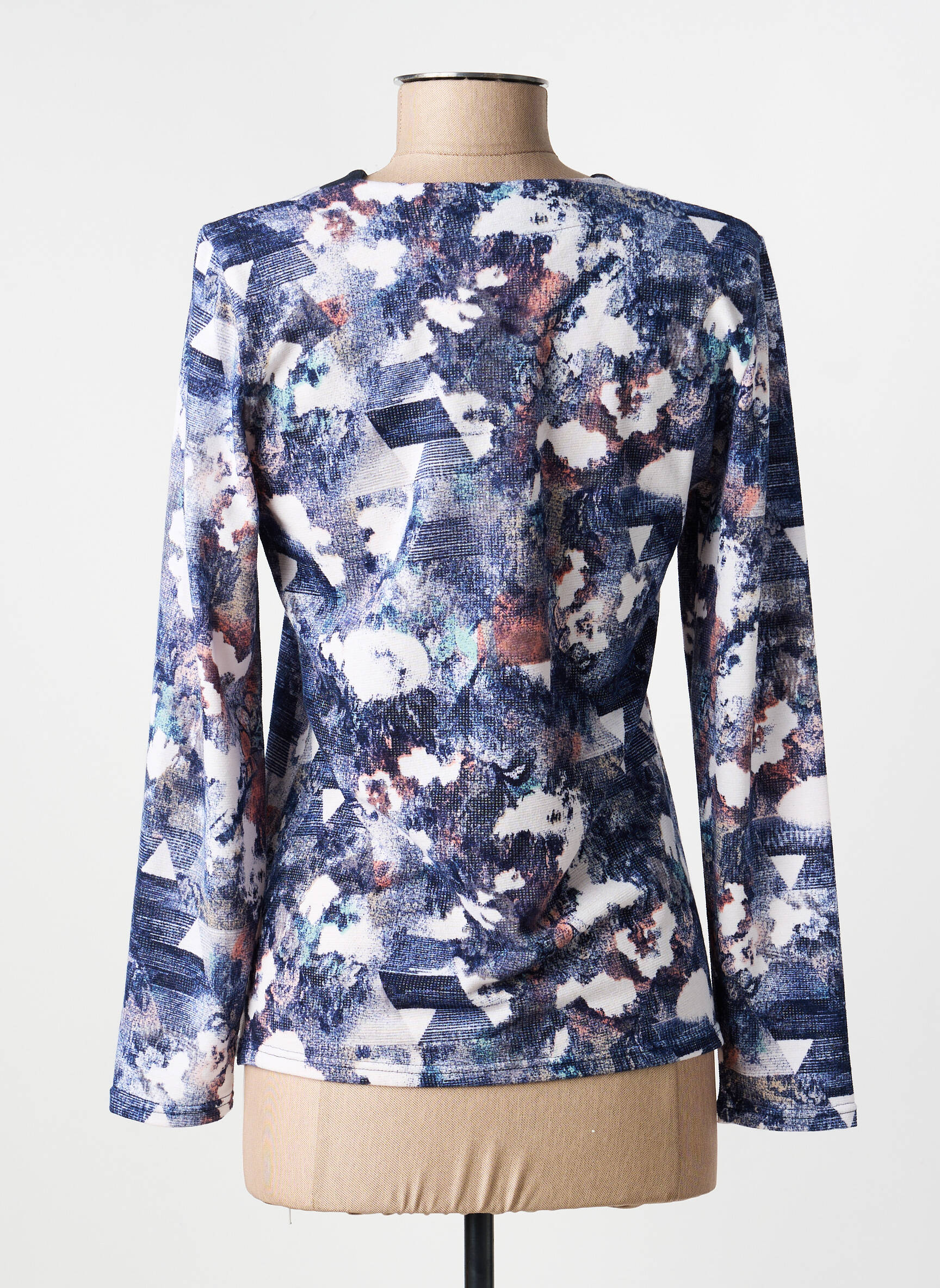 Top stretch manches longues bleu GEVANA femme