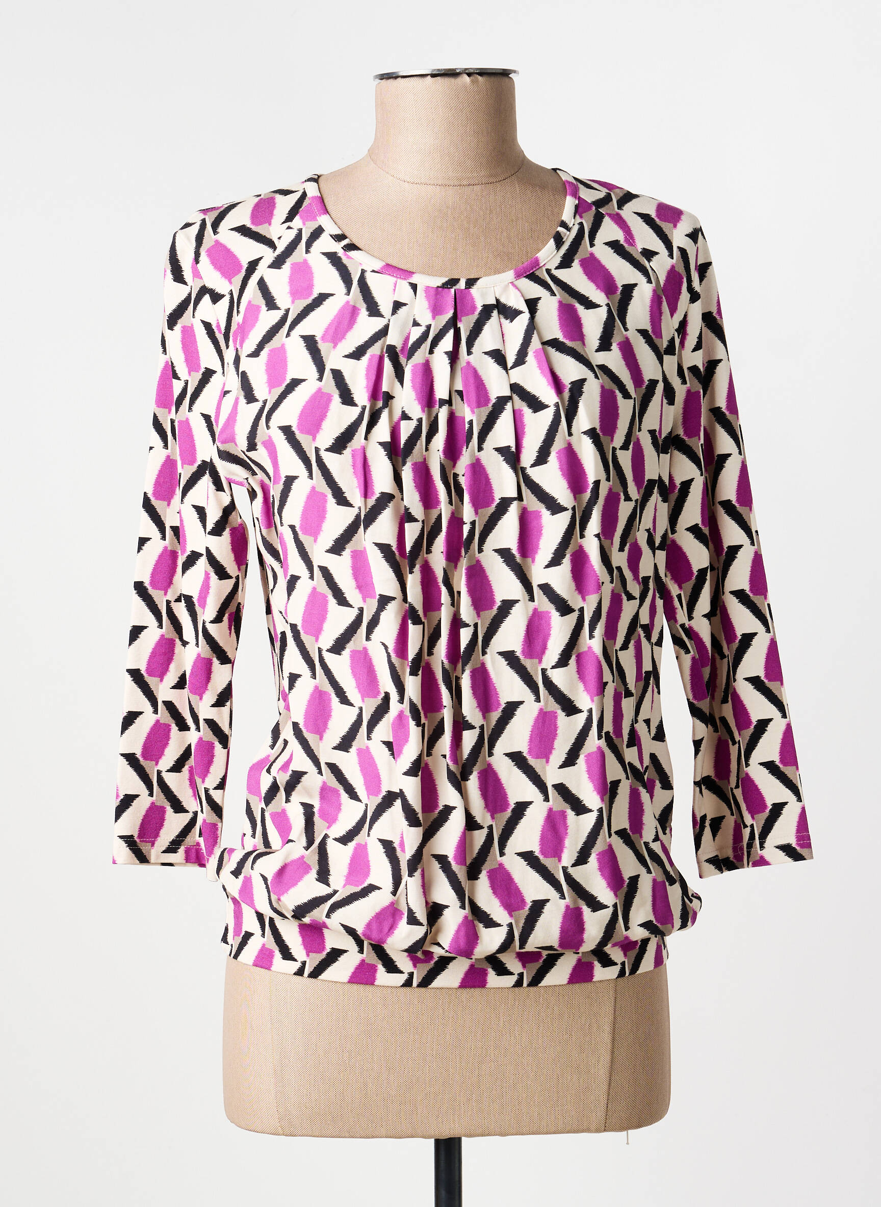 Blouse tissage popeline manches longues violet FRANK WALDER femme