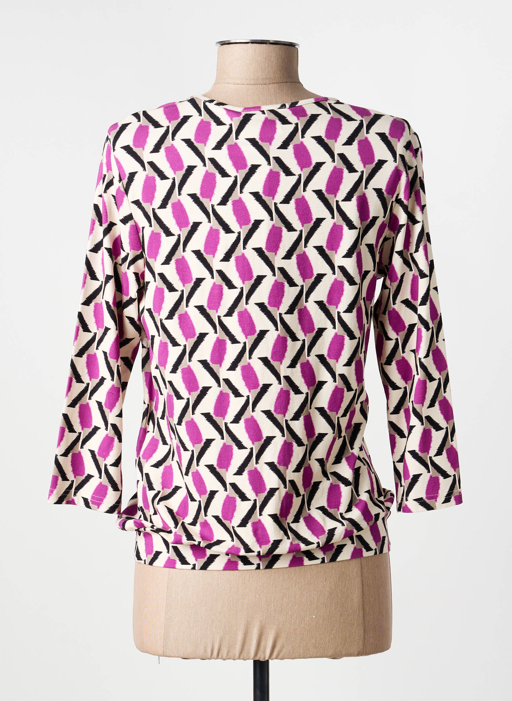 Blouse tissage popeline manches longues violet FRANK WALDER femme