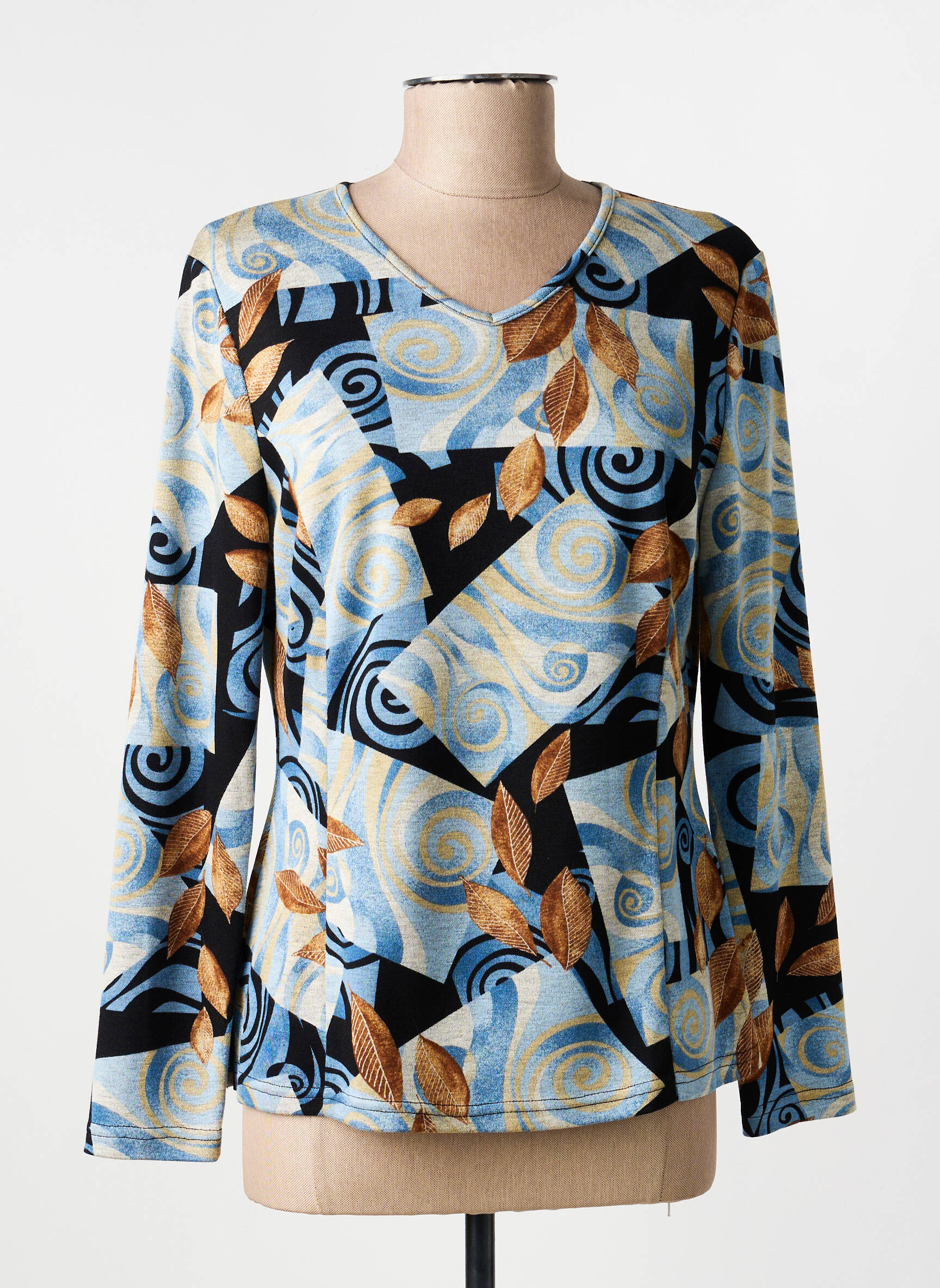 Top stretch manches longues bleu FRANCE RIVOIRE femme