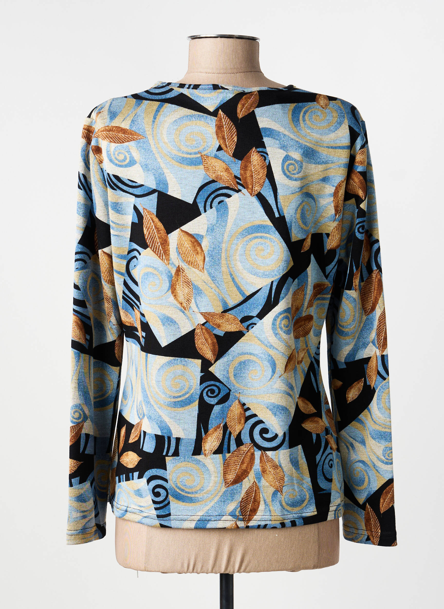 Top stretch manches longues bleu FRANCE RIVOIRE femme