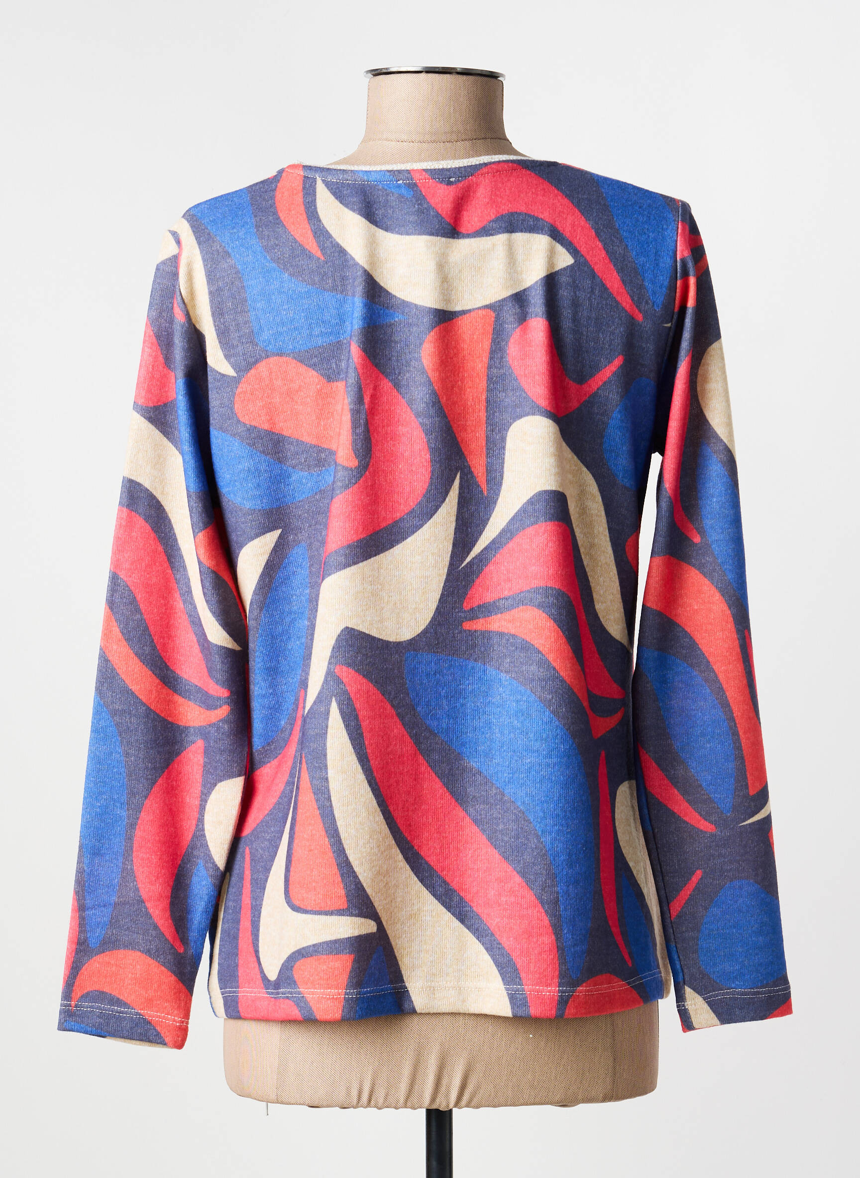 Pull coupe droite manches longues bleu FRANCE RIVOIRE femme